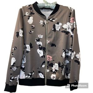 Ecowish Floral Zip Lightweight Soft Bomber Jacket